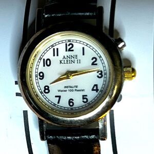 Anne Klein II Watch with Black Leather Band